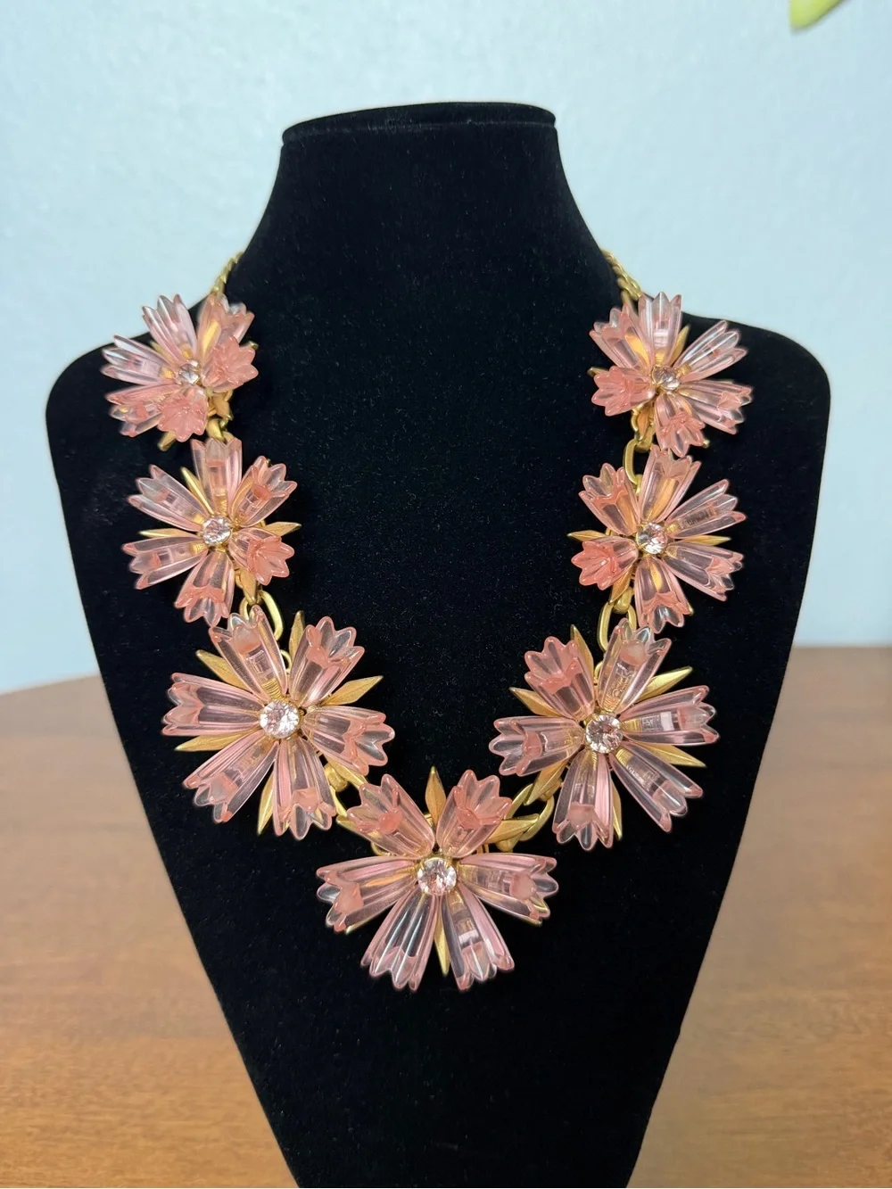 J Crew Dahlia Pink Floral Statement Necklace Vintage